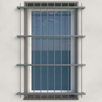 Fenstergitter - Fenstersicherung aus Edelstahl Quadratrohr 30 x 30 mm / Höhe 1600 - 2300 mm / 4 Gurte